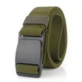 Army green elastic tactical belt with durable black POM buckle for outdoor casual wear - 120cm / Army Green