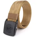 Ceinture tactique en nylon marron avec boucle motif dragon noir et tissage jacquard - 120cm / Brun coyote