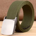 Legergroene nylon canvas tactische riem met geborstelde legering metalen gesp - 120cm / Gladde Gesp - Tankpatroon - Legergroen
