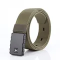 Olive green tactical nylon belt with matte black buckle and reflective strip - Short Style / Army Green