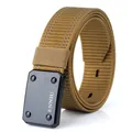 Tactical nylon belt in khaki with a durable matte black quick-release buckle - M / Coyote Brown