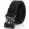 Tactical nylon belt in black and red with a heavy-duty quick release metal cobra buckle - 125cm / Black With Red Fine Line