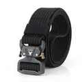 Men's black nylon tactical belt featuring a heavy-duty cobra metal quick-release buckle - Black