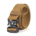 Tactical nylon belt in khaki with heavy duty metal cobra buckle for outdoor activities - Coyote Brown