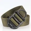 Cintura tattica in nylon verde militare con fibbia in lega a sgancio rapido e resistente - Stile Industriale ad Anello a D / Verde Militare (E2405-1)