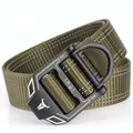Cinturón táctico de nylon verde militar con hebilla de metal rápida y costuras reflectantes - 125cm / Verde Militar---E2403-1