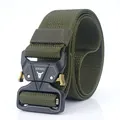 Army green tactical nylon belt with quick-release cobra style buckle and logo - Tactical Quick Buckle Style (005) / 125cm / Army Green