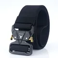 Tactical nylon web belt with heavy-duty quick release zinc alloy cobra buckle in black - Tactical Quick Buckle Style (005) / 125cm / Black