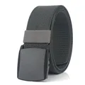 Ceinture en toile de nylon gris foncé pour hommes avec boucle automatique noire solide - Gris clair