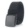 Schwarzer taktischer Herren-Nylon-Gürtel mit Automatik-Schnalle auf weißem Hintergrund - Einheitsgröße / Schwarz