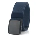 Cintura in nylon blu navy per uomo con fibbia automatica nera opaca per un look casual - Blu Reale