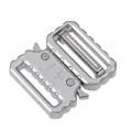 Heavy-duty 38mm silver aluminum quick-release cobra buckle for tactical outdoor belts - Silver