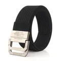 ENNIU black nylon tactical belt with matte silver double ring metal buckle - 120cm / Black