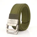 Men's olive green tactical nylon belt featuring a matte double-ring metal buckle closure - 120cm / Army Green