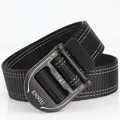 Cintura tattica uomo in nylon nero con cuciture grigie e fibbia metallica a sgancio - Stile a Strisce Riflettenti / Nero (E2405-2)