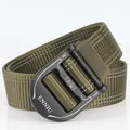 Army green nylon tactical belt for men with black quick-release metal buckle - Army Green (E2405-2)