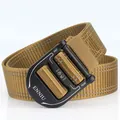 Wolf brown tactical nylon belt with quick release alloy buckle and reflective stitching - Wolf Brown (E2405-2)