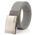 Gray men's elastic braided tactical belt with a matte alloy buckle and ENNIU branding - Gray