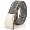 Men's nylon tactical belt in dark grey with striped pattern and metal automatic buckle - Dark Gray and Light Gray (Thick Stripe)