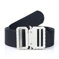 Men's black tactical nylon belt with silver quick-release cobra buckle and 5KN strength - 125cm / Silver Buckle Black