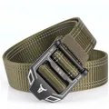 Tactical nylon belt in army green with reflective safety strip and quick-lock metal buckle - 125cm / Army Green---E2403-2
