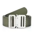 Army green tactical belt with silver quick-release buckle and 5KN load-bearing capacity - 125cm / Silver Buckle Army Green