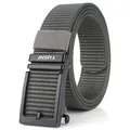 Men's nylon canvas belt with black metal automatic buckle and high-density weave - 125cm / Black Buckle - Dark Gray