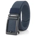 Navy blue nylon tactical belt with black matte alloy automatic buckle on white background - 125cm / Black Buckle - Royal Blue