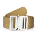 Tactical nylon cobra belt in khaki with a silver quick-release metal buckle - 125cm / Silver Buckle Coyote Brown