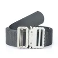 Dark grey nylon tactical cobra belt with silver quick-release metal buckle and laser etching - 125cm / Silver Buckle Dark Gray