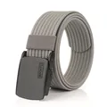 Ceinture homme en nylon gris avec boucle automatique lisse noire mate et logo gravé - 100cm / Gris