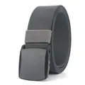 Men's casual nylon belt with a matte black automatic buckle in dark grey color - One Size / Dark Gray