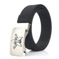 Cintura tattica da uomo in nylon nero da 3,5 cm con fibbia in lega con stella e toro - Fibbia in Argento Antico - Nero