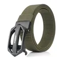 Cintura tattica in nylon verde militare con fibbia nera opaca e trama a cingolo - 120cm / Verde Militare