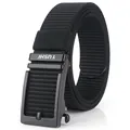 Men's black nylon tactical belt with a matching black matte alloy automatic buckle - 125cm / Black Buckle - Black