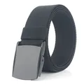 Tactical black nylon canvas belt with matte black metal buckle for outdoor wear - 120cm / Black Buckle - Black