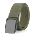 Cintura tattica in nylon verde militare con fibbia automatica nera opaca da uomo - 120cm / Fibbia Nera - Verde Militare