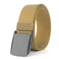 Khaki thickened nylon canvas belt with black matte automatic buckle for outdoor casual wear - 120cm / Black Buckle - Wolf Brown