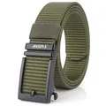 Army green nylon tactical belt with black alloy buckle for men and casual outdoor style - 125cm / Black Buckle - Army Green