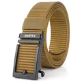 Tactical nylon woven belt in coyote brown with a sleek black metal automatic buckle - 125cm / Black Buckle - Wolf Brown