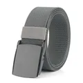 Dicker Nylon-Stoffgürtel für Herren mit mattschwarzer Automatik-Schnalle in elegantem Dunkelgrau - 120cm / Schwarze Schnalle - Dunkelgrau