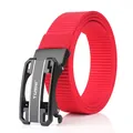 Cintura uomo in nylon intrecciato rosso con fibbia automatica nera dal design unico cavo - Stile Lungo / Rosso