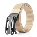 Cintura tattica uomo in nylon kaki con fibbia automatica nera opaca - Stile Lungo / Cachi