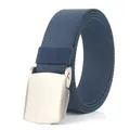Robusta cintura in tela di nylon blu navy con fibbia automatica in metallo argentato - 120cm / Fibbia Argentata - Blu Reale