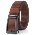 Brown nylon woven tactical belt featuring a matte black automatic alloy buckle - 125cm / Black Buckle - Coffee