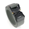Grey nylon tactical belt with black aluminum quick release buckle and golden levers - 125cm / Light Gray