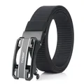 Cintura tattica da uomo in nylon nero con fibbia automatica opaca e logo TUSHI - Stile Lungo / Nero