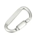 Heavy duty aluminum D-ring tactical locking carabiner for outdoor survival and hiking gear - Silver Gray