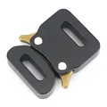 Detail of 15mm zinc alloy cobra buckle with tactical matte finish and copper levers - Black