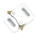 Macro shot of matte silver zinc alloy quick release buckle with brass levers for webbing - Silver